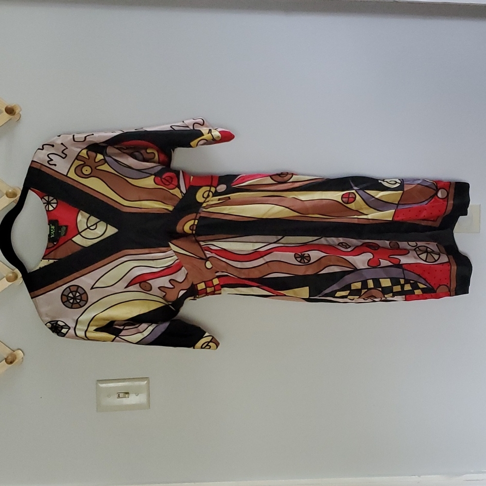 Yasb Patterned Silk Dress Size Small